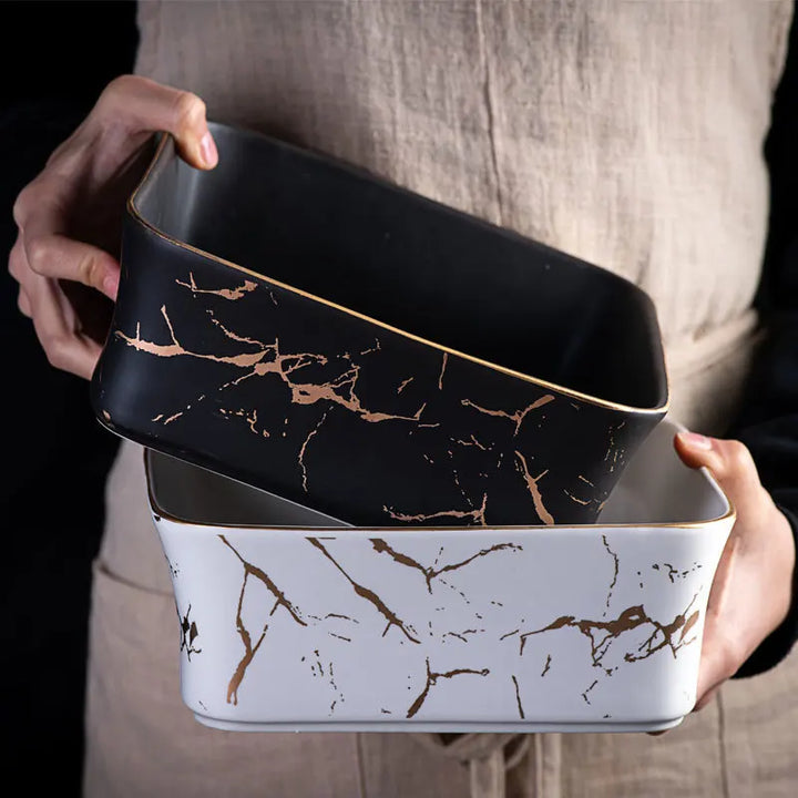 Saladier design en céramique effet marbre – 21 cm