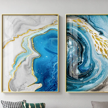 Toile Murale Agate Bleue – Art Élégant et Apaisant