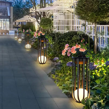 Support lumineux solaire pour fleurs