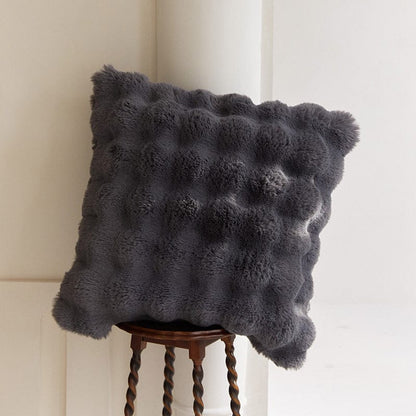Housse d'oreiller en fausse fourrure de lapin