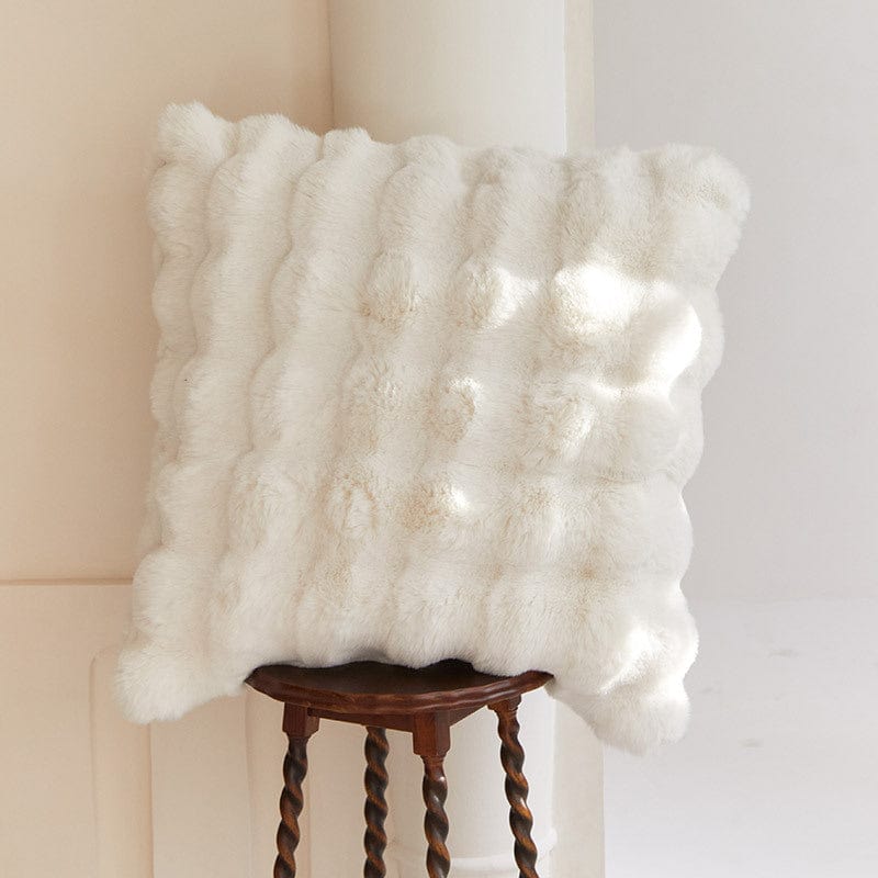 Housse d'oreiller en fausse fourrure de lapin