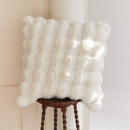 Housse d'oreiller en fausse fourrure de lapin